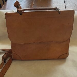 Natural Leather Crossbody Bag - Tan